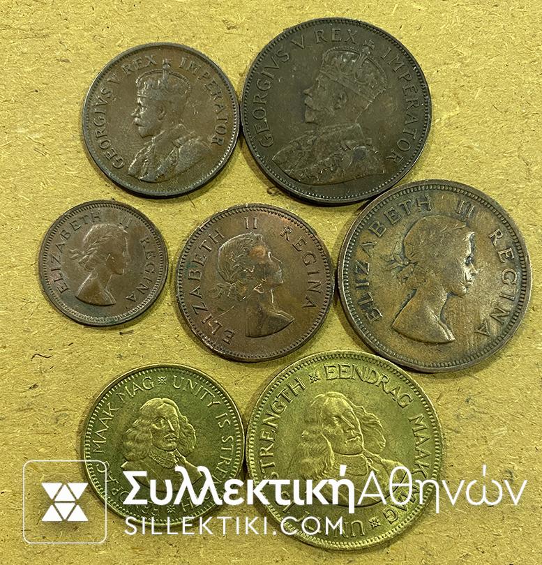 SOUTH AFRICA 7 Different Coins 1930-1961 XF-UNC